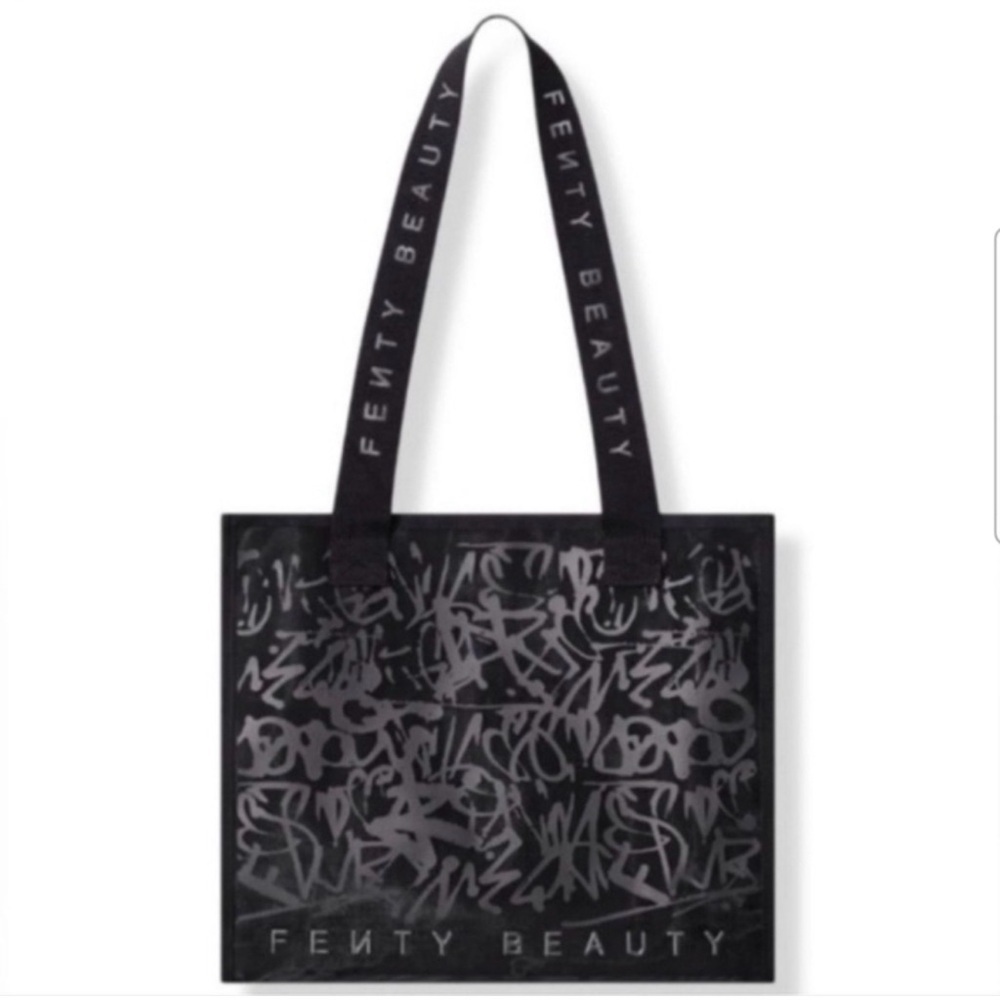 Fenty, beauty, Rihanna tote bag, large mesh, black tote bag